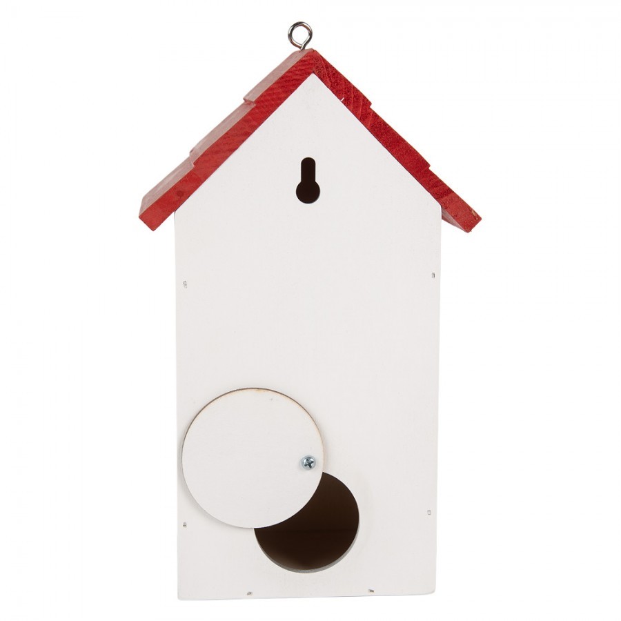 Bílo-červená dřevěná ptačí budka s beruškami Birdhouse - 15*10*22 cm