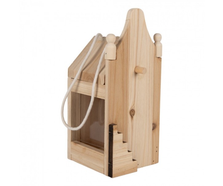 Přírodní dřevěné závěsné krmítko pro ptáčky - 10*11*23 cm Clayre & Eef