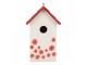 Bílo-červená dřevěná ptačí budka s vlčími máky Birdhouse - 15*10*22 cm Clayre & Eef