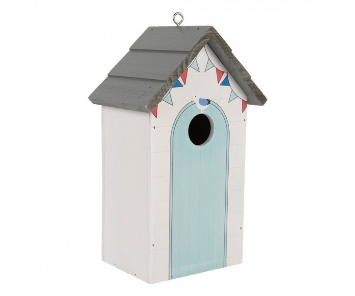 Modro-bílá dřevěná ptačí budka jako plážový domek Birdhouse - 15*10*22 cm Clayre & Eef