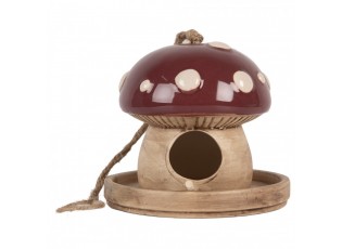 Dekorace závěsné keramické ptačí krmítko – Pohádková muchomůrka - Ø 13*13 cm