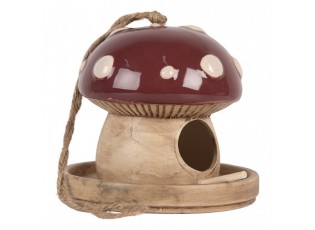 Dekorace závěsné keramické ptačí krmítko – Pohádková muchomůrka - Ø 13*13 cm