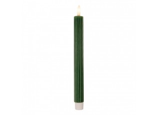 Set 2ks úzká zelená svíčka s vroubkováním Led Candle - Ø 2*25 cm / 2*AAA