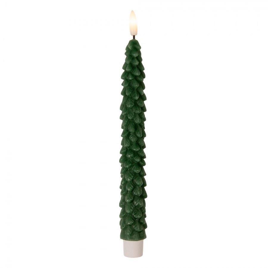 Set 2ks zelená úzká svíčka stromek Led Candle - Ø 2*25 cm / 2*AAA