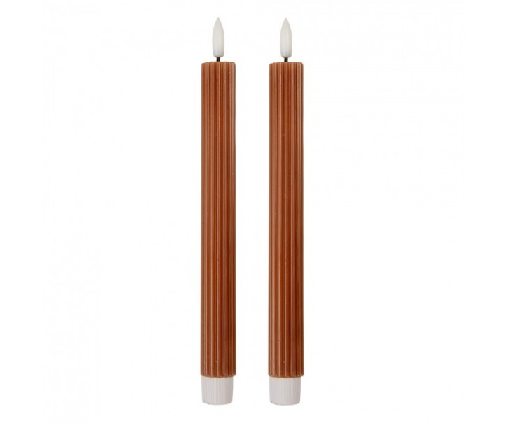Set 2ks hnědá svíčka s vroubkováním Led Candle - Ø 2*25 cm / 2*AAA Clayre & Eef