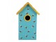 Modro-žlutá dřevěná ptačí budka se včelkami Birdhouse - 15*10*22 cm Clayre & Eef
