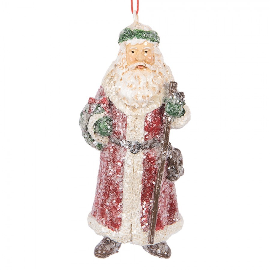 Červená vánoční závěsná dekorace Santa Claus - 5*4*12 cm