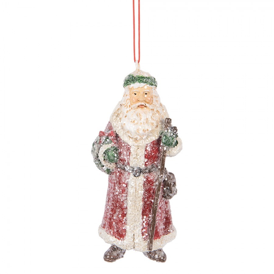 Červená vánoční závěsná dekorace Santa Claus - 5*4*12 cm