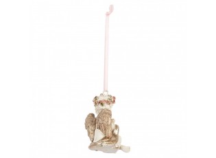 Béžovo-zlatá antik vánoční závěsná dekorace andílek Angel - 5*4*6 cm