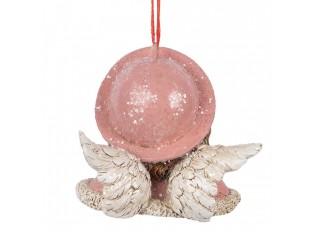 Růžová vánoční závěsná dekorace andílek Angel - 8*7*7 cm