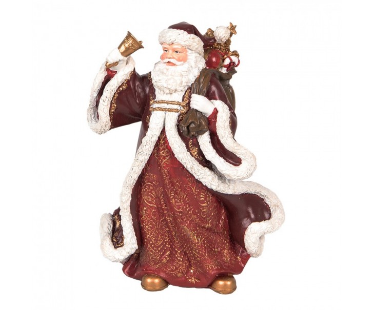 Červená vánoční dekorace Santa Claus s dárky - 15*11*20 cm Clayre & Eef