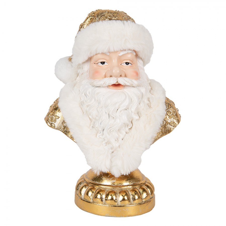 Zlatá vánoční dekorace busta Santa Claus - 23*15*32 cm