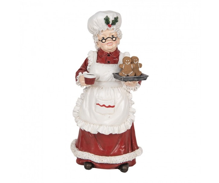 Vánoční dekorace figurka babča nesoucí kávu a perníčky - 15*15*30 cm Clayre & Eef
