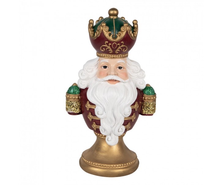 Červeno-zlatá vánoční dekorace busta Santa Claus - 15*10*26 cm Clayre & Eef