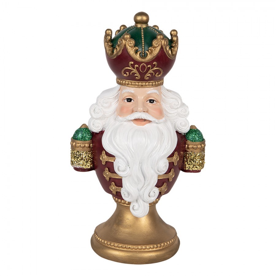 Červeno-zlatá vánoční dekorace busta Santa Claus - 15*10*26 cm