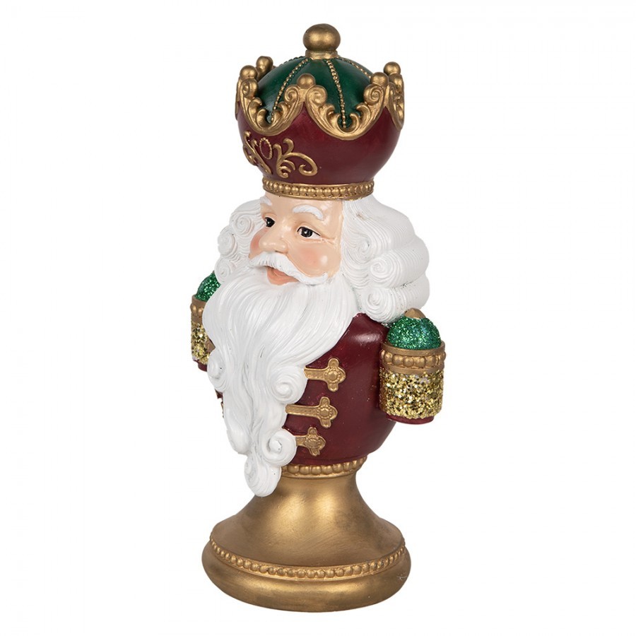 Červeno-zlatá vánoční dekorace busta Santa Claus - 15*10*26 cm