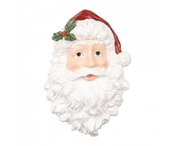 Nástěnná vánoční dekorace hlava Santa Claus - 32*9*45 cm Clayre & Eef
