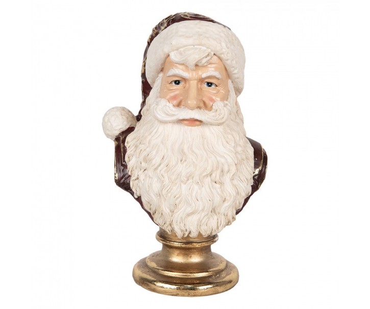 Červeno-zlatá vánoční dekorace busta Santa - 17*15*27 cm Clayre & Eef