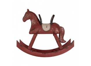 Červená antik dekorace houpací koník - 39*12*33 cm