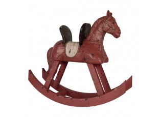 Červená antik dekorace houpací koník - 39*12*33 cm