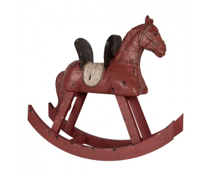 Červená antik dekorace houpací koník - 39*12*33 cm Clayre & Eef