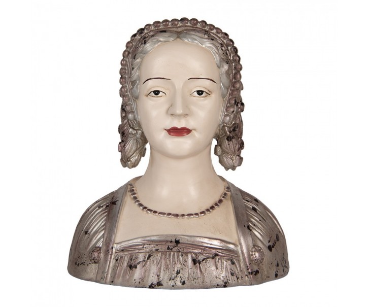 Béžová antik dekorace busta žena se zdobným účesem - 27*15*30 cm Clayre & Eef
