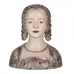 Béžová antik dekorace busta žena se zdobným účesem - 27*15*30 cm