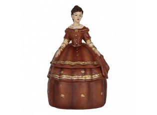 Červená antik šperkovnice zámecká dáma v šatech - 19*16*29 cm