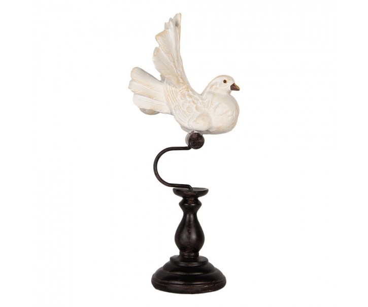 Decorative Figurine Bird 15x11x36 Cm White Plastic - 15.0 cm Clayre & Eef