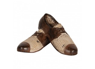 Béžovo-hnědá antik dekorace pánské boty - 12*11*8 cm