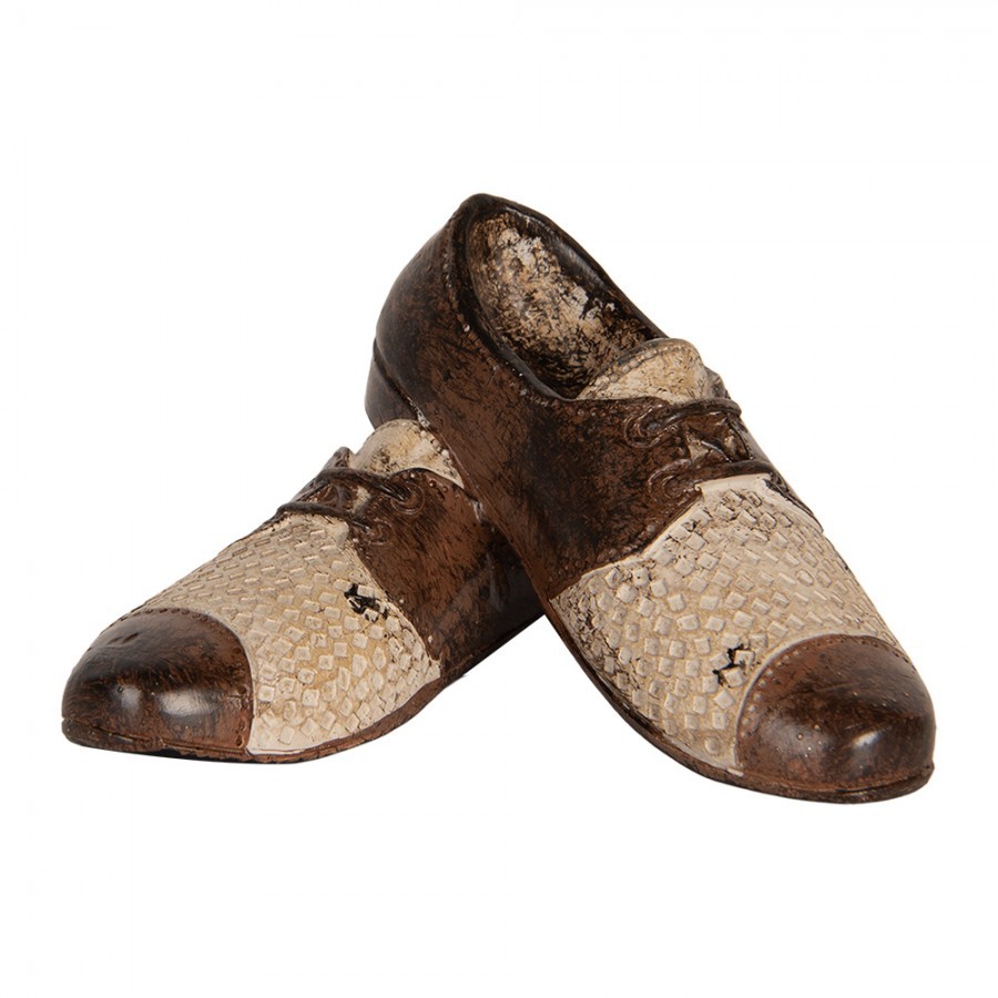 Béžovo-hnědá antik dekorace pánské boty - 12*11*8 cm