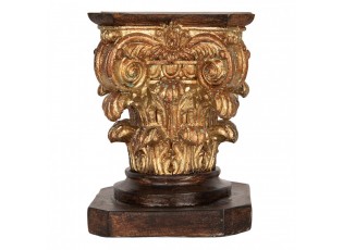 Hnědo-zlatý dekorační podstavec pod květiny s ornamenty - 12*12*16 cm