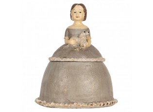 Béžová antik šperkovnice dívka v šatech držící psíka - 19*16*22 cm