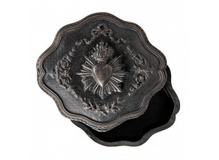 Černá antik šperkovnice s dekorem nejsvětější srdce Ježíšovo - 12*11*4 cm