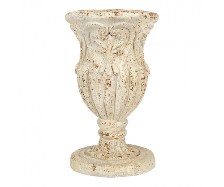 Béžový antik květináč/ váza zdobený ornamety Brocante - Ø 27*43 cm Clayre & Eef