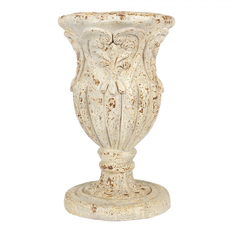 Béžový antik květináč/ váza zdobený ornamety Brocante - Ø 27*43 cm 6MG0122