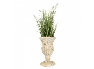Béžový antik květináč/ váza zdobený ornamety Brocante - Ø 27*43 cm