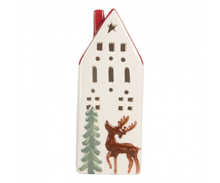 Decorative House With LED 7x6x19 Cm White Ceramic - 7.0 cm Clayre & Eef