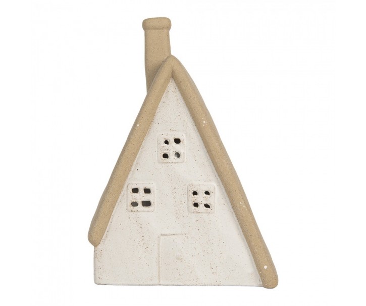 Decorative House With LED 9x7x13 Cm Beige Ceramic - 9.0 cm Clayre & Eef