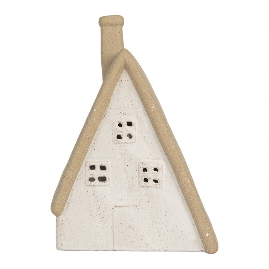 Decorative House With LED 9x7x13 Cm Beige Ceramic - 9.0 cm