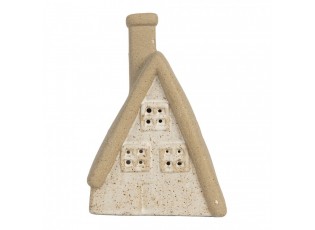Decorative House With LED 15x10x21 Cm Beige Ceramic - 15.0 cm