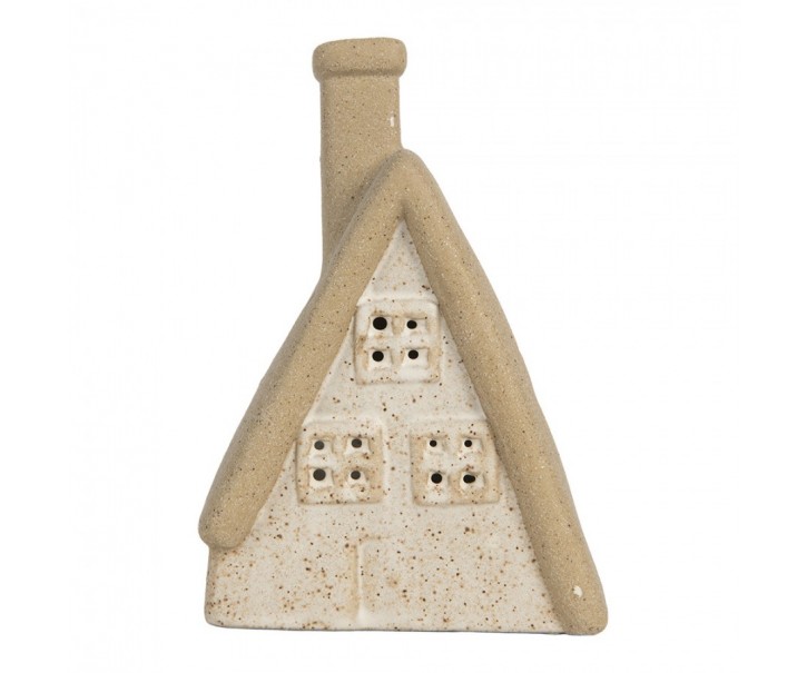 Decorative House With LED 15x10x21 Cm Beige Ceramic - 15.0 cm Clayre & Eef