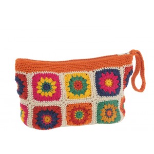 Barevná háčkovaná květovaná taštička do ruky Croche - 34*10*17 cm