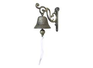 Bronzový antik litinový zvonek s ornamenty - 7*14*13 cm