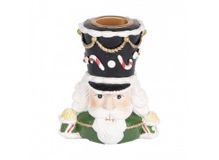 Zelený svícen na úzkou svíčku Louskáček Nutcracker - 8*6*9 cm
