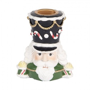 Zelený svícen na úzkou svíčku Louskáček Nutcracker - 8*6*9 cm