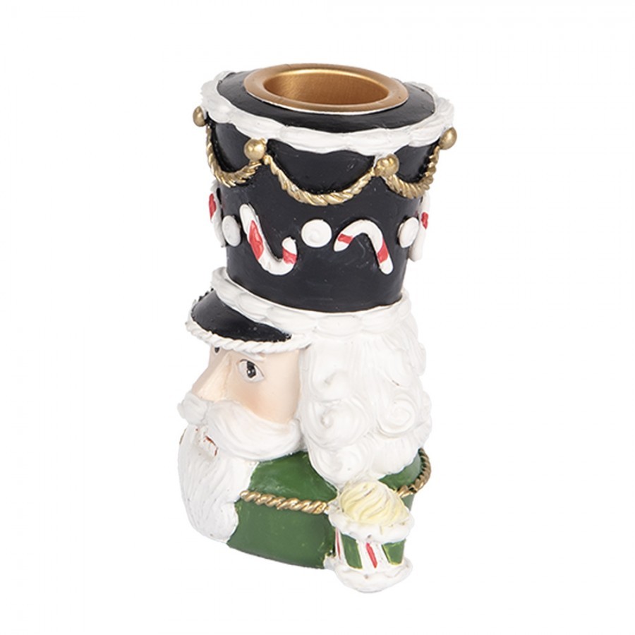 Zelený svícen na úzkou svíčku Louskáček Nutcracker - 8*6*9 cm