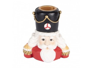 Červený svícen na úzkou svíčku Louskáček Nutcracker - 8*6*9 cm