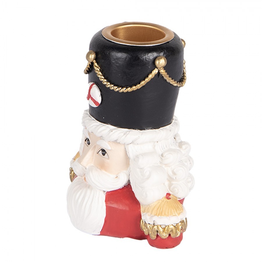 Červený svícen na úzkou svíčku Louskáček Nutcracker - 8*6*9 cm