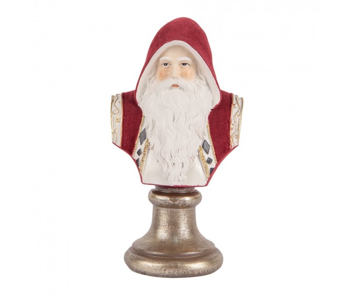 Červená vánoční dekorace busta Santa Claus - 10*9*19 cm Clayre & Eef